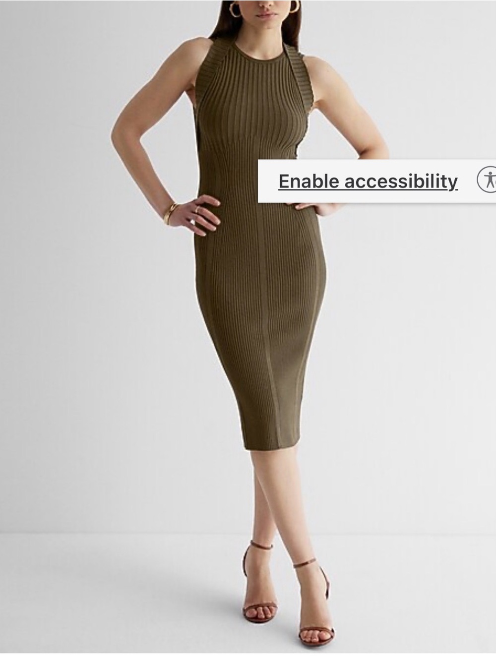 Express Body Contour body on fitted Midi Dress Medium - Picture 2 of 12